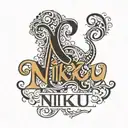 nikku name with stylish font  tattoo design idea