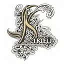 nikku name with stylish font  tattoo design idea