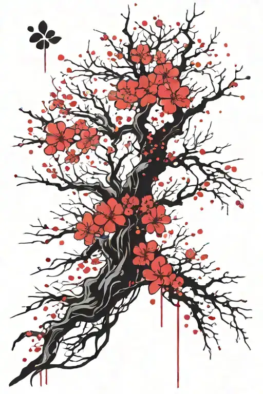 cherry blossom tree tattoo design idea