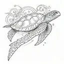 sea turtle dolphin jumping tattoo design idea