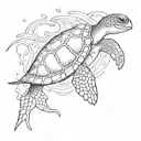 sea turtle dolphin jumping tattoo design idea