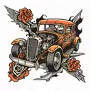 car crash tattoo design idea