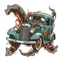 car crash tattoo design idea