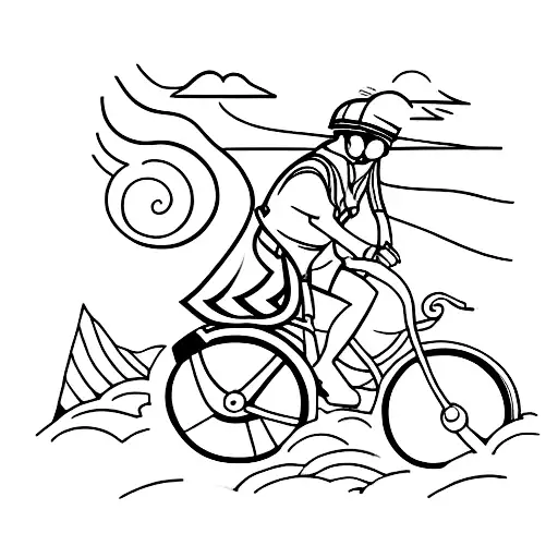 A biker cruising on a scenic coastal route tattoo design idea