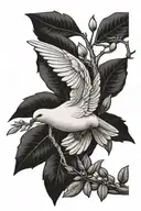 dove olive branch tattoo design idea