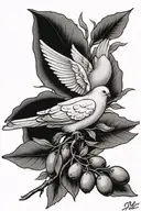 dove olive branch tattoo design idea
