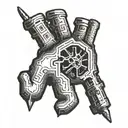 broken and seperated hand honling on a key for a brain standing infront of it tattoo design idea