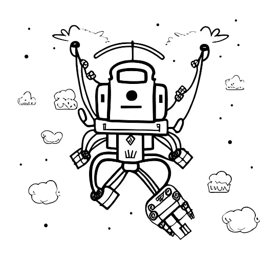 robot monkey swing in tree tattoo design idea