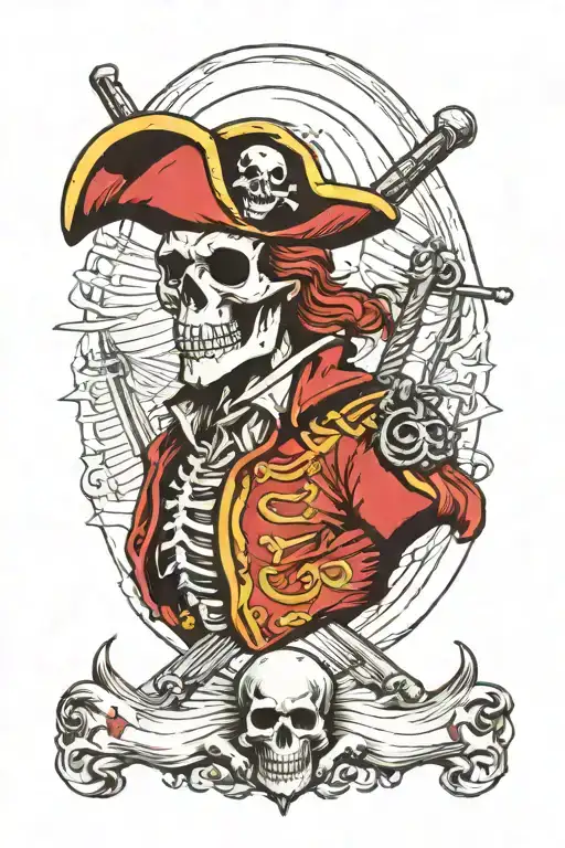 skeleton pirate tattoo design idea