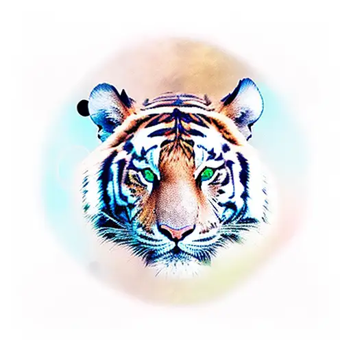 Sun tribal marks with Tiger face  in the center shoulder tattoo tattoo design idea