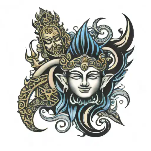 trident and om namah shivaya tattoo design idea