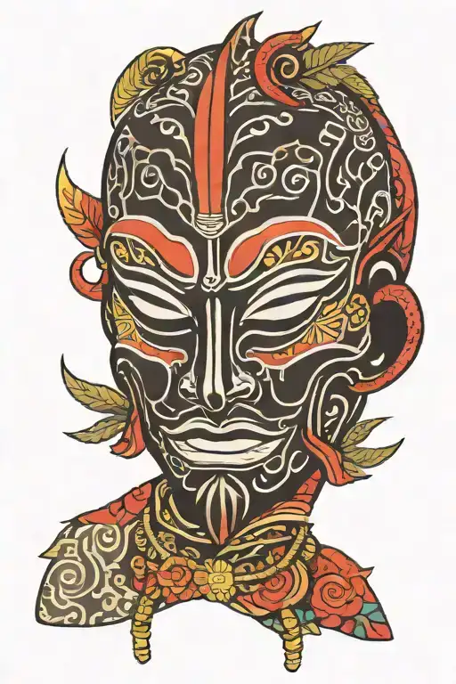 African mask tattoo design idea