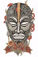 African mask tattoo design idea