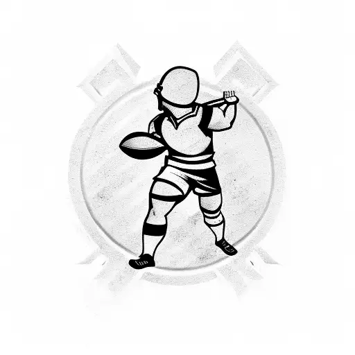 Scout emblem integrated with a rugby player silhouette tattoo design idea