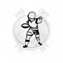Scout emblem integrated with a rugby player silhouette tattoo design idea