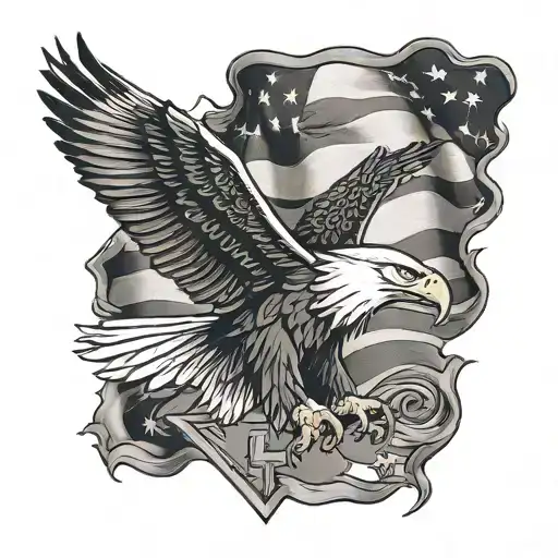 American flag bald eagle tattoo design idea