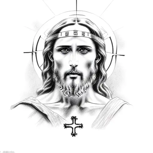 jesus with cross  tattoo design idea