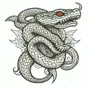 snake coils around dagger with open mouth tattoo design idea