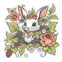 blackberries poppies fireflies strawberries bunny tattoo design idea