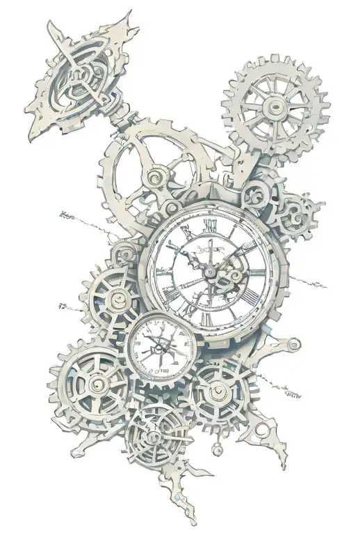 A clock with my sons birth information on it.   Gears ripping threw skin on forearm with cancer horoscope tattoo design idea