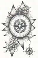 compass and mountains with arrow tattoo design idea