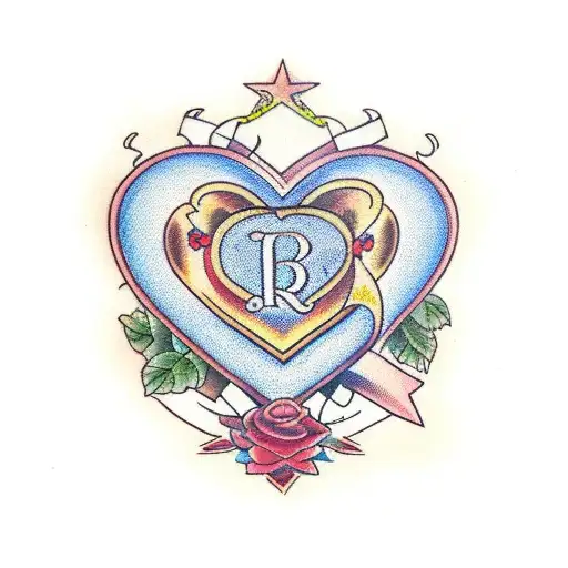 Heart with initials KRS tattoo design idea