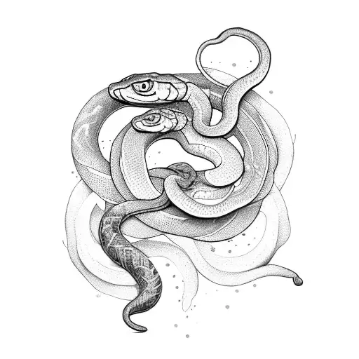 big snake with small sweet pea , lily of the valley , primmrose tattoo design idea