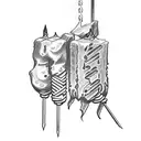 A kebab skewer with various vegetables and meat tattoo design idea