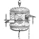 A kebab skewer with various vegetables and meat tattoo design idea