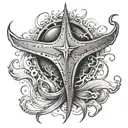 ocean, cross, stingray  tattoo design idea