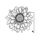 a cluster of flowers with one daffodil, one chrysanthemum, one gladiolus, and one aster flower tattoo design idea