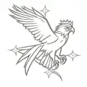 hawk crown cross tattoo design idea