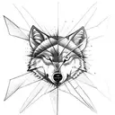 Half Wolf and half compass; arrow going through middle with anchor as tip of arrow tattoo design idea