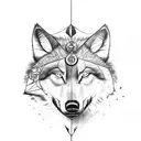 Half Wolf, half compass, Ship anchor, Arrow  tattoo design idea