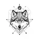 Half side Wolf and half side compass; arrow going through middle with anchor as tip of arrow tattoo design idea
