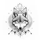 Half side Wolf and half side compass; arrow going through middle with anchor as tip of arrow tattoo design idea