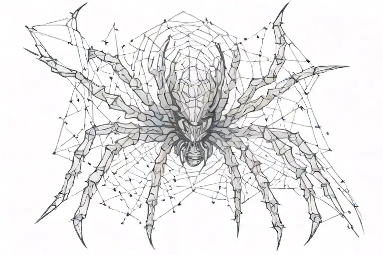 spider cyber sigilism tattoo design idea