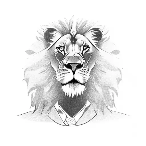 A lion wearing a business suit holding an iPhone tattoo design idea