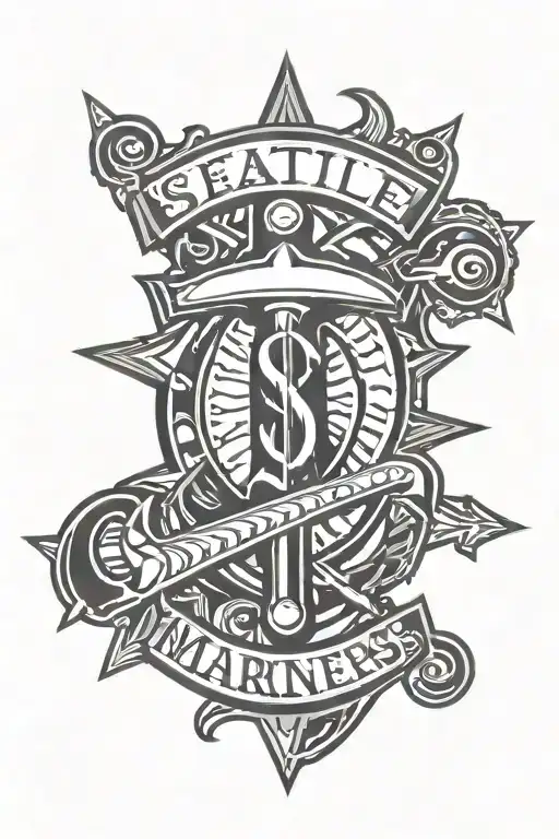 seattle mariners trident logo tattoo design idea