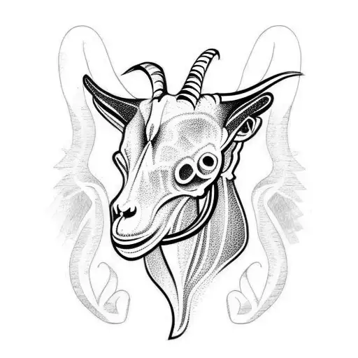 goat skull with neo tribal lines tattoo design idea