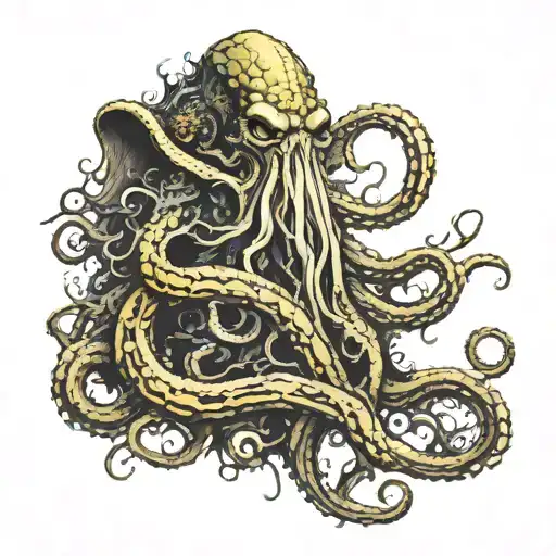 lovecraftian cthulhu coming from the abyss dark souls tattoo design idea