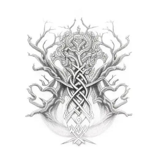 Norse yggdrasil tattoo design idea