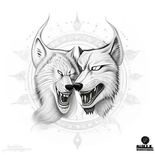 skoll and hati chasing the sun and moon tattoo design idea