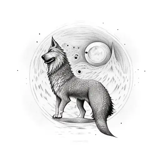 nordic skoll and hati chasing the sun and moon tattoo design idea