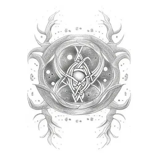 Norse yggdrasil space tattoo design idea