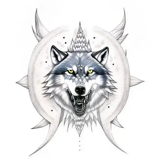nordic 2 wolves skoll and hati sun and moon tattoo design idea