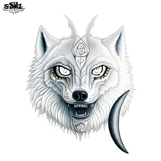 skoll and hati chasing the sun and moon tattoo design idea