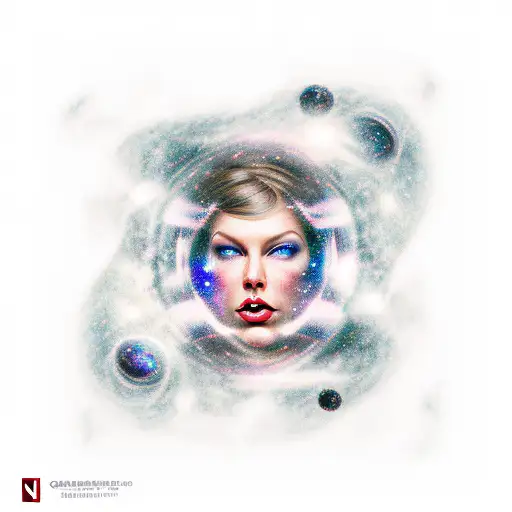 Galaxy, space, black hole, taylor swift head in back ground tattoo design idea