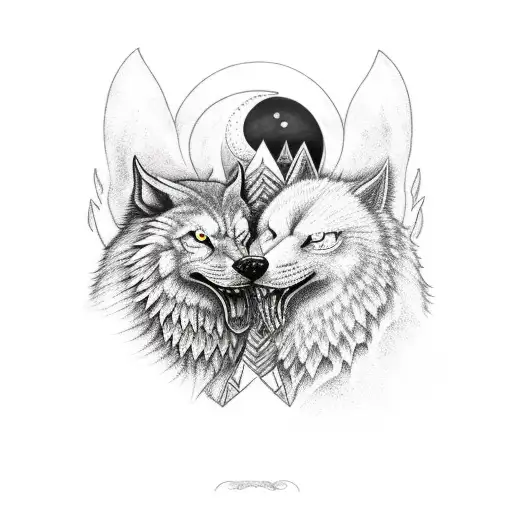 nordic skoll and hati chasing the sun and moon tattoo design idea