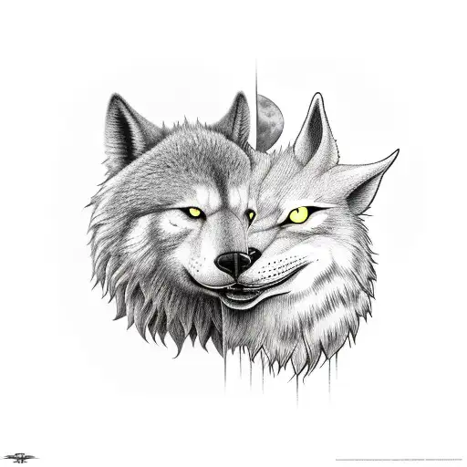 nordic skoll and hati chasing the sun and moon tattoo design idea